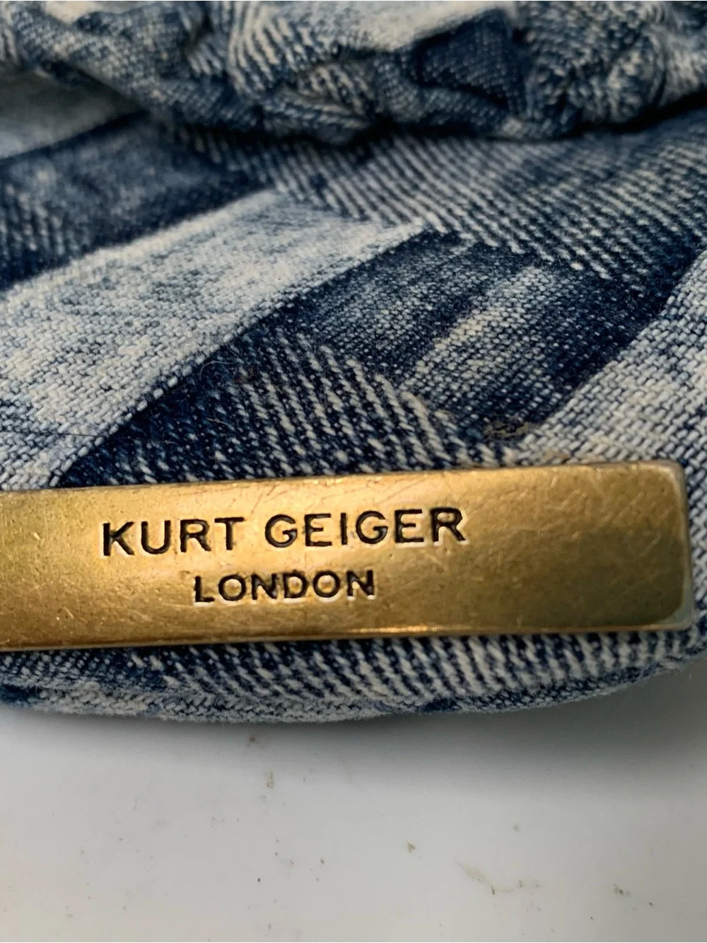 Kurt Geiger London Denim Accessory with Brass Plate